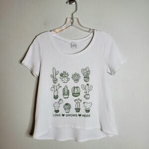Paper Crane Waffle Knit Cactus Short Sleeve Graphic T-Shirt XS Gardener Plants